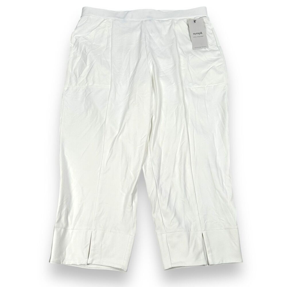 Sympli Nu Hepburn Capri Pants Women's 10‎ White Stretch Slits MSRP $216 NWT New